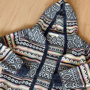 Monteau Black & Multi Hooded Fair Isle Knit Cardigan